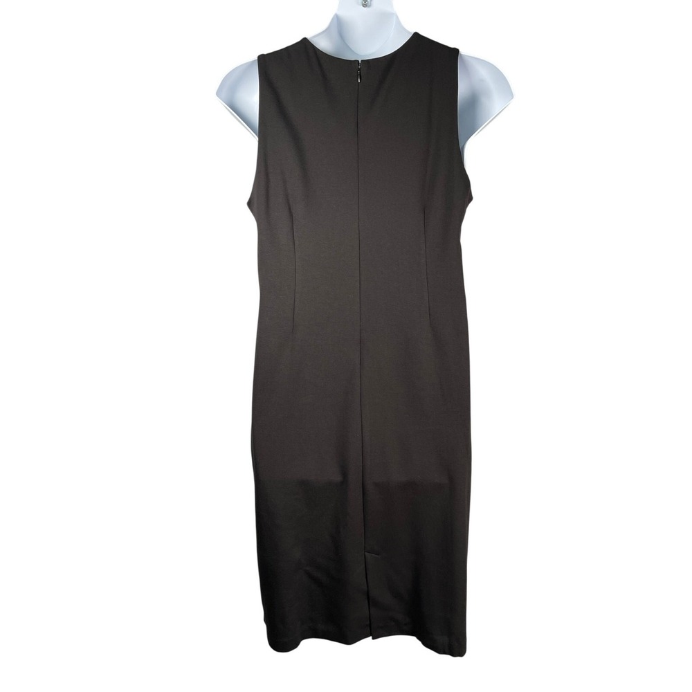 Christopher & Banks Dress 14 Black Beige Colorblock Faux Suede Ponte Knit Sheath - Picture 5 of 7